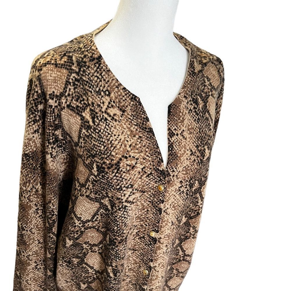 Eileen Fisher Snake Print Open Front Cardigan Swe… - image 3